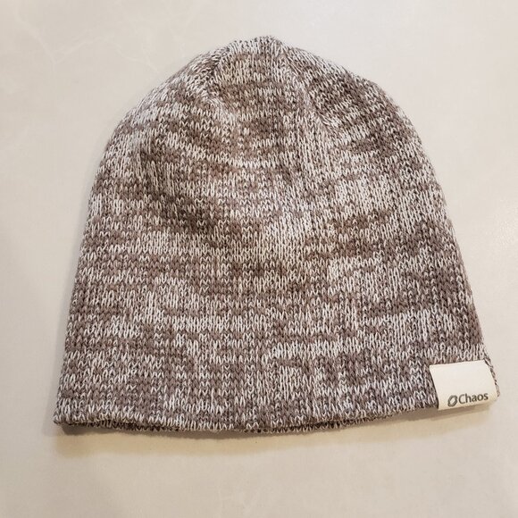 Chaos white and tan hat toque, Made in Canada - Picture 1 of 5